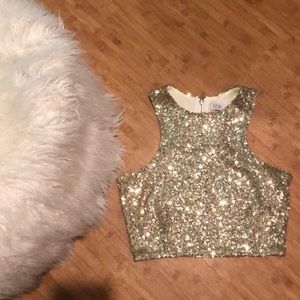 Tobi gold sequin crop top